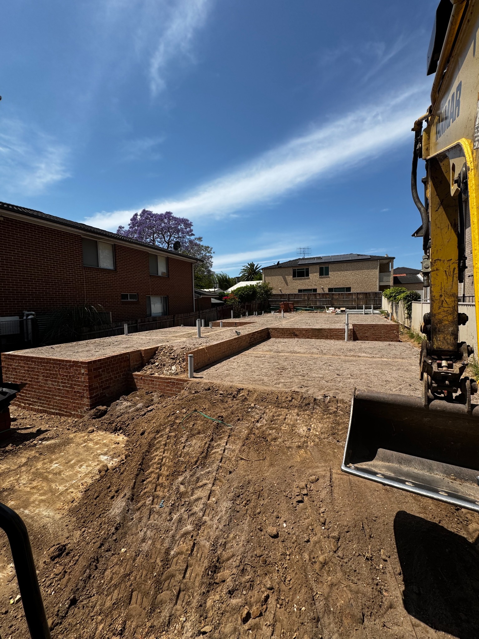 Slab-on-ground site prepared for following trades
